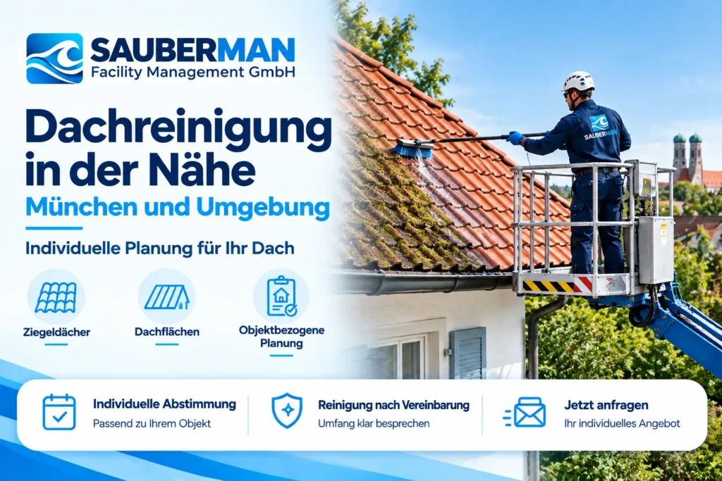 Current image: Sauberman-Werbebanner für Dachreinigung in der Nähe, München und Umgebung