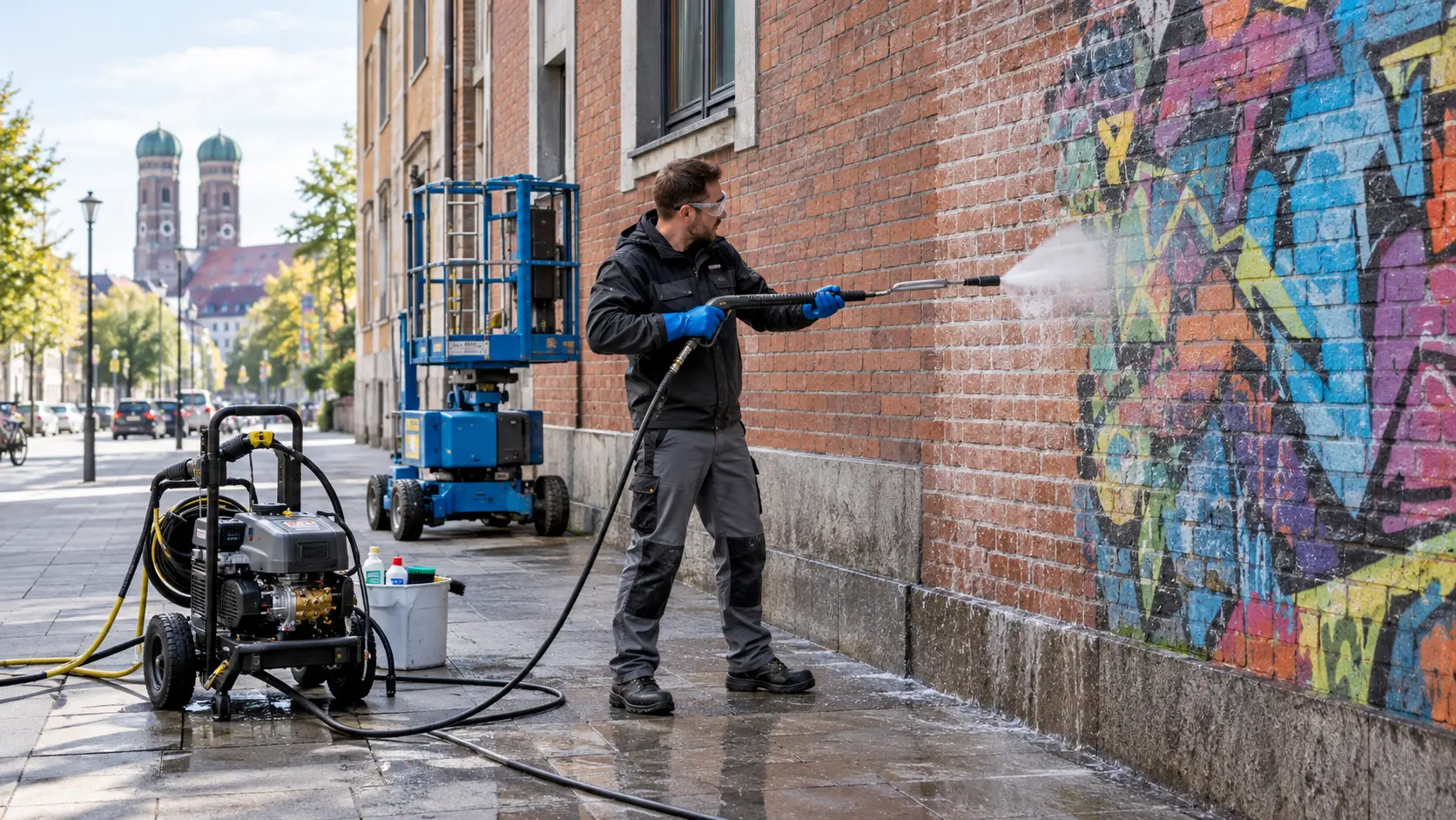Professionelle Graffitientfernung an Gebäudefassaden in München